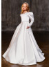 Beaded White Lace Satin Flower Girl Dress With Pockets